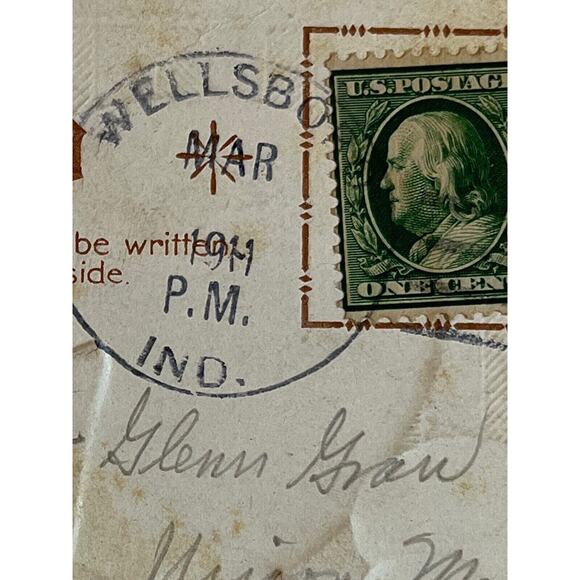 Antique 1911 Easter Greetings Postcard Little Girl Oversized Eggshell Colorful - Picture 6 of 7